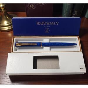 Waterman Paris Blue Ballpoint pen w/ Gold Trim – Tested - Black Ink